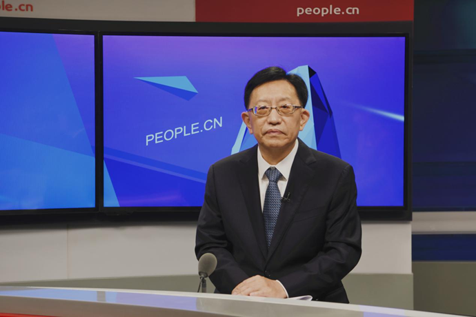 中國節(jié)能環(huán)保集團(tuán)有限公司黨委書記、董事長宋鑫做客人民網(wǎng)。人民網(wǎng)記者 王曉嘯 攝